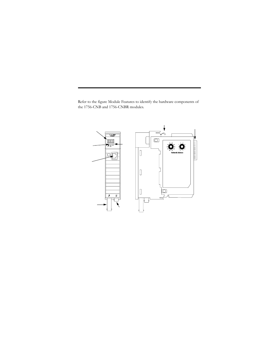 Identify module features | Rockwell Automation 1756-CNB ControlLogix ControlNet Bridge Module, Series E Installation Instructions User Manual | Page 10 / 36