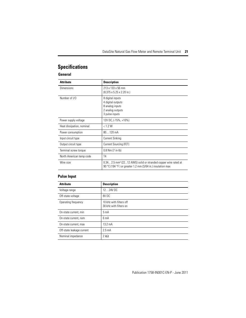 Specifications | Rockwell Automation 1758-RTU202 Datasite Installation Instructions User Manual | Page 21 / 28
