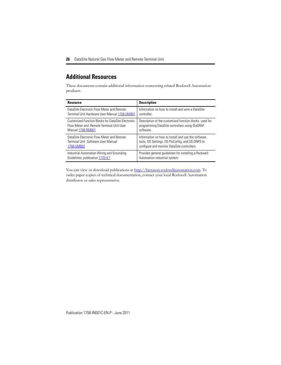 Additional resources | Rockwell Automation 1758-RTU202 Datasite Installation Instructions User Manual | Page 26 / 28