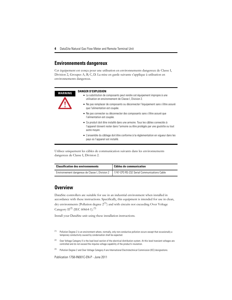 Environnements dangereux, Overview | Rockwell Automation 1758-RTU202 Datasite Installation Instructions User Manual | Page 4 / 28