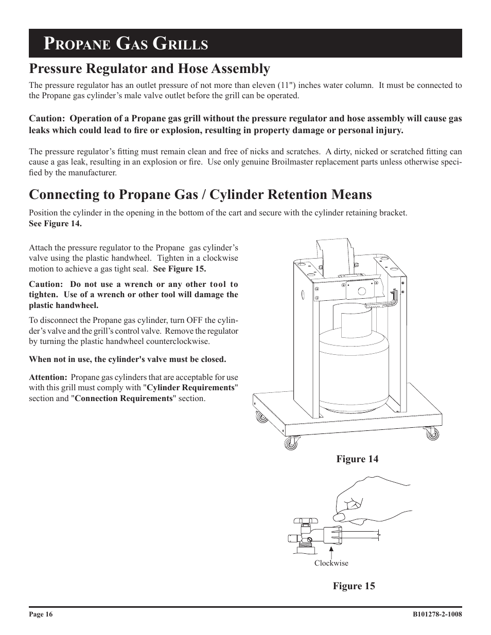 Pressure regulator and hose assembly, Ropane, Rills | Broilmaster R3-1 User Manual | Page 16 / 32