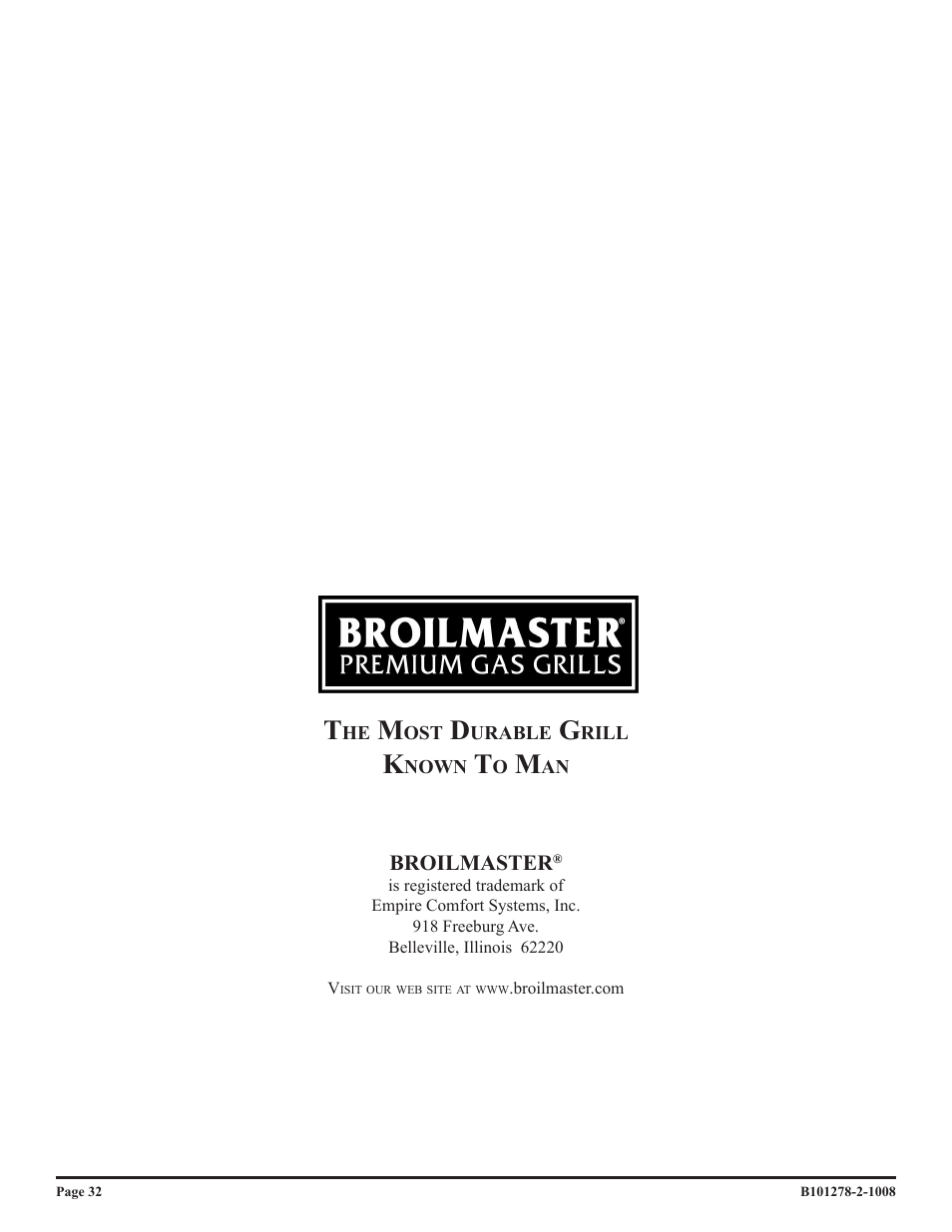 Broilmaster R3-1 User Manual | Page 32 / 32