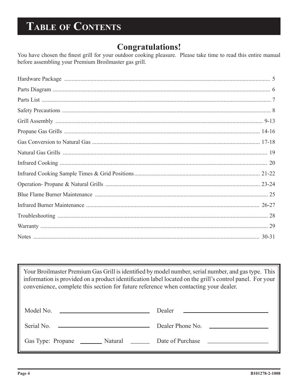 Able, Ontents | Broilmaster R3-1 User Manual | Page 4 / 32