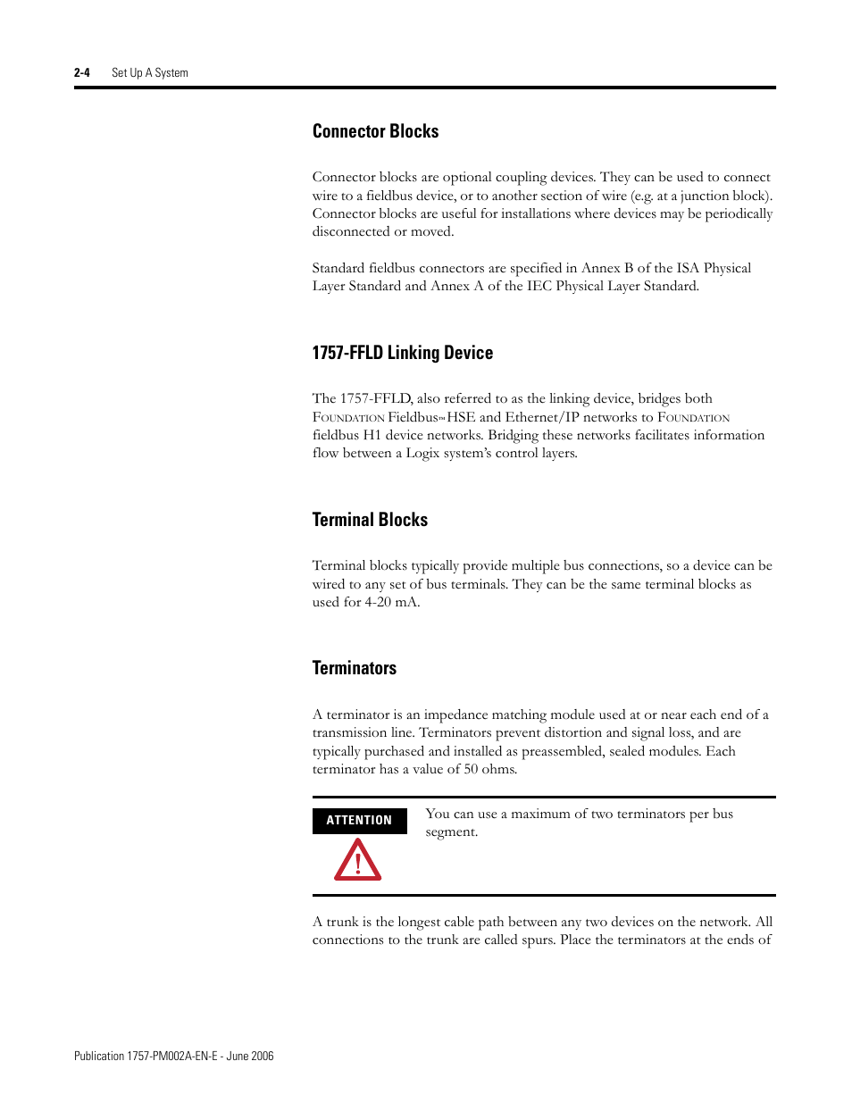 Connector blocks, 1757-ffld linking device, Terminal blocks | Terminators | Rockwell Automation 1757-FFLD Linking Device Configuration Manual User Manual | Page 14 / 150