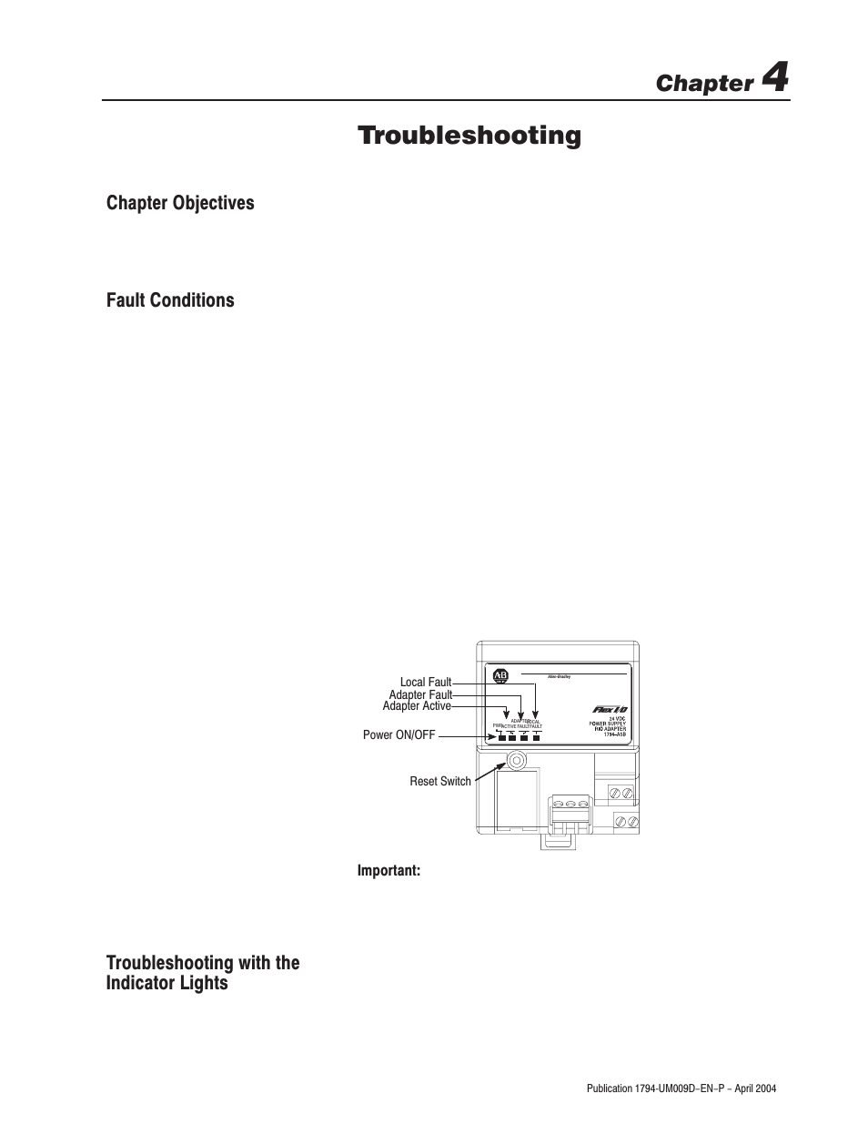 Troubleshooting, Chapter | Rockwell Automation 1794-ASB/E Remote I/O Adapter Module User Manual User Manual | Page 53 / 72