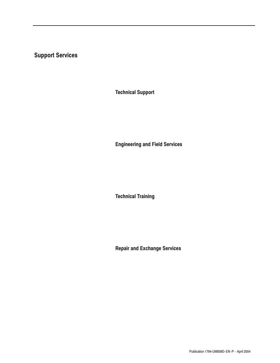 Support services | Rockwell Automation 1794-ASB/E Remote I/O Adapter Module User Manual User Manual | Page 71 / 72