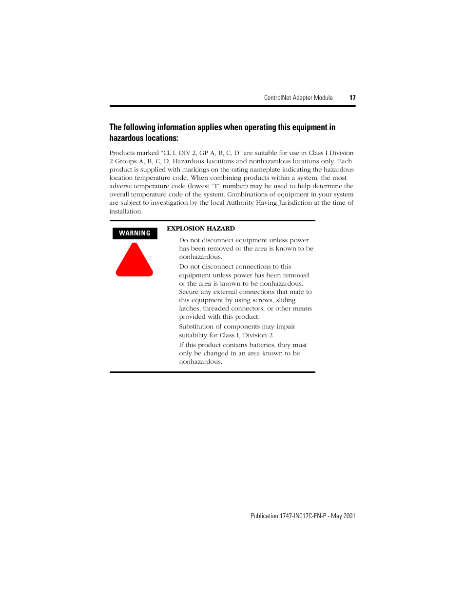 Rockwell Automation 1747-ACNR15 ControlNet Adapter Module Installation Instructions User Manual | Page 17 / 20