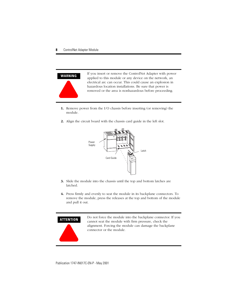 Rockwell Automation 1747-ACNR15 ControlNet Adapter Module Installation Instructions User Manual | Page 8 / 20