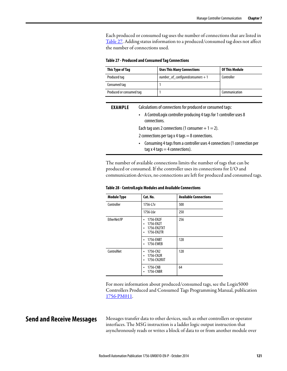 Send and receive messages | Rockwell Automation 1756-L6x_L7x ControlLogix System User Manual User Manual | Page 121 / 212