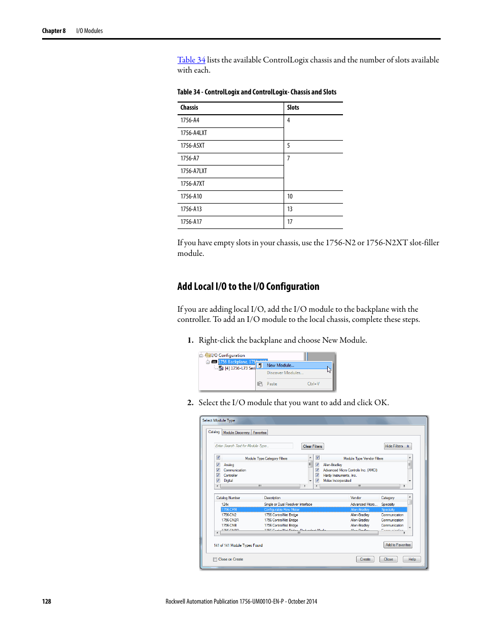 Add local i/o to the i/o configuration | Rockwell Automation 1756-L6x_L7x ControlLogix System User Manual User Manual | Page 128 / 212