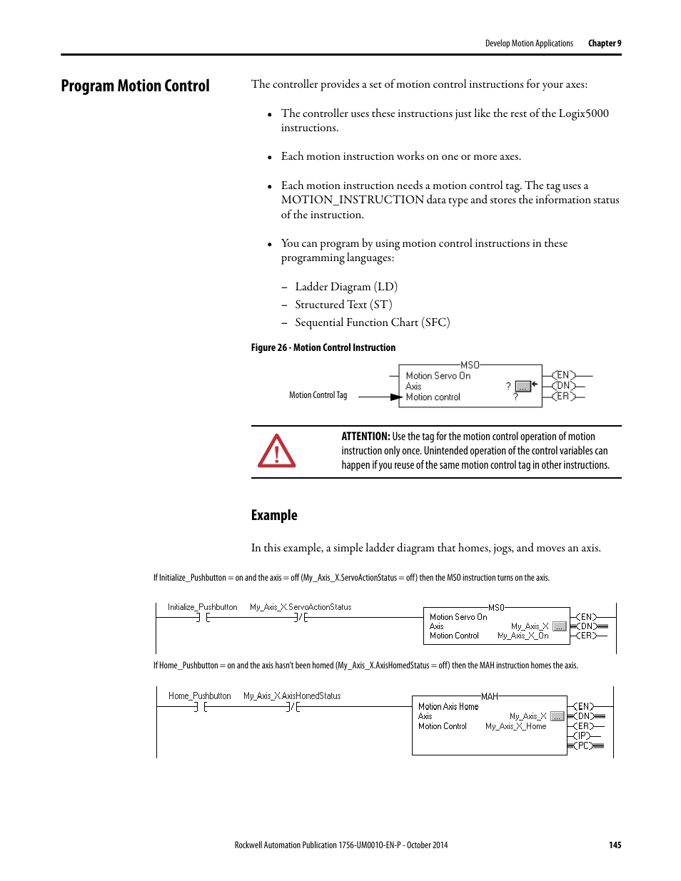 Program motion control, Example | Rockwell Automation 1756-L6x_L7x ControlLogix System User Manual User Manual | Page 145 / 212