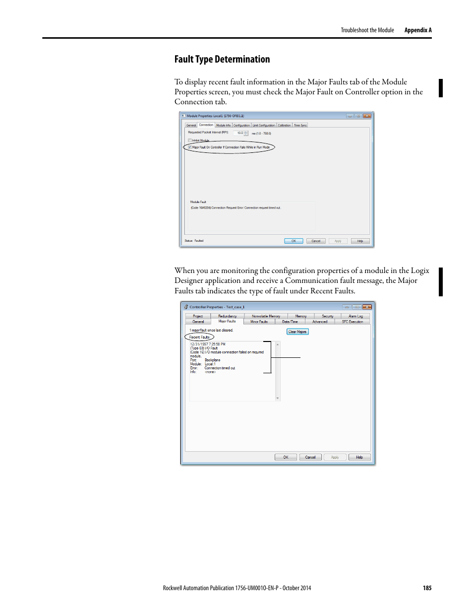 Fault type determination | Rockwell Automation 1756-L6x_L7x ControlLogix System User Manual User Manual | Page 185 / 212