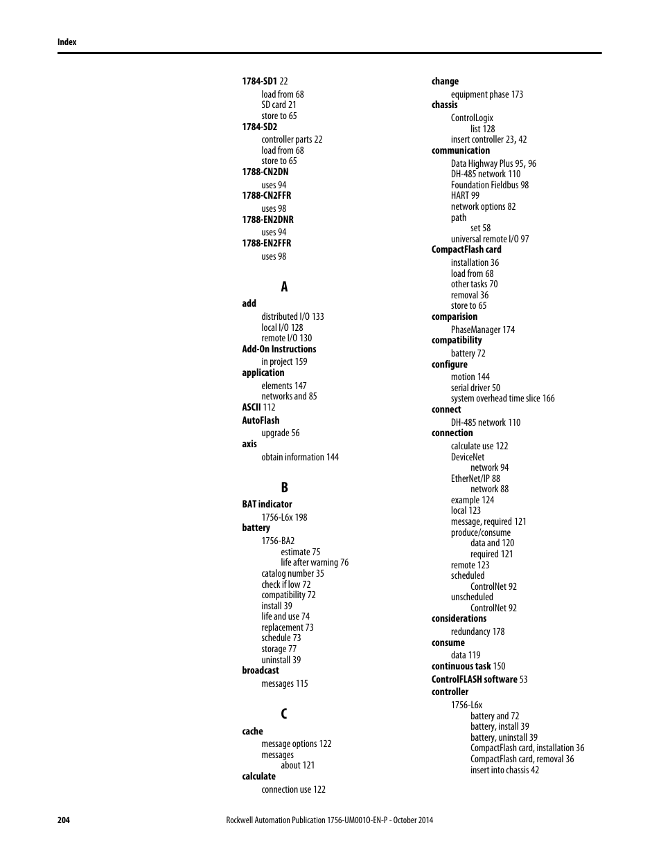 Rockwell Automation 1756-L6x_L7x ControlLogix System User Manual User Manual | Page 204 / 212