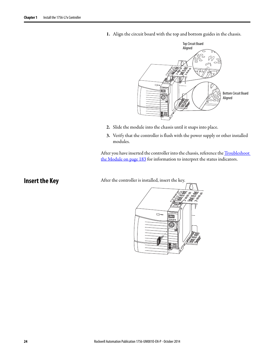 Insert the key | Rockwell Automation 1756-L6x_L7x ControlLogix System User Manual User Manual | Page 24 / 212