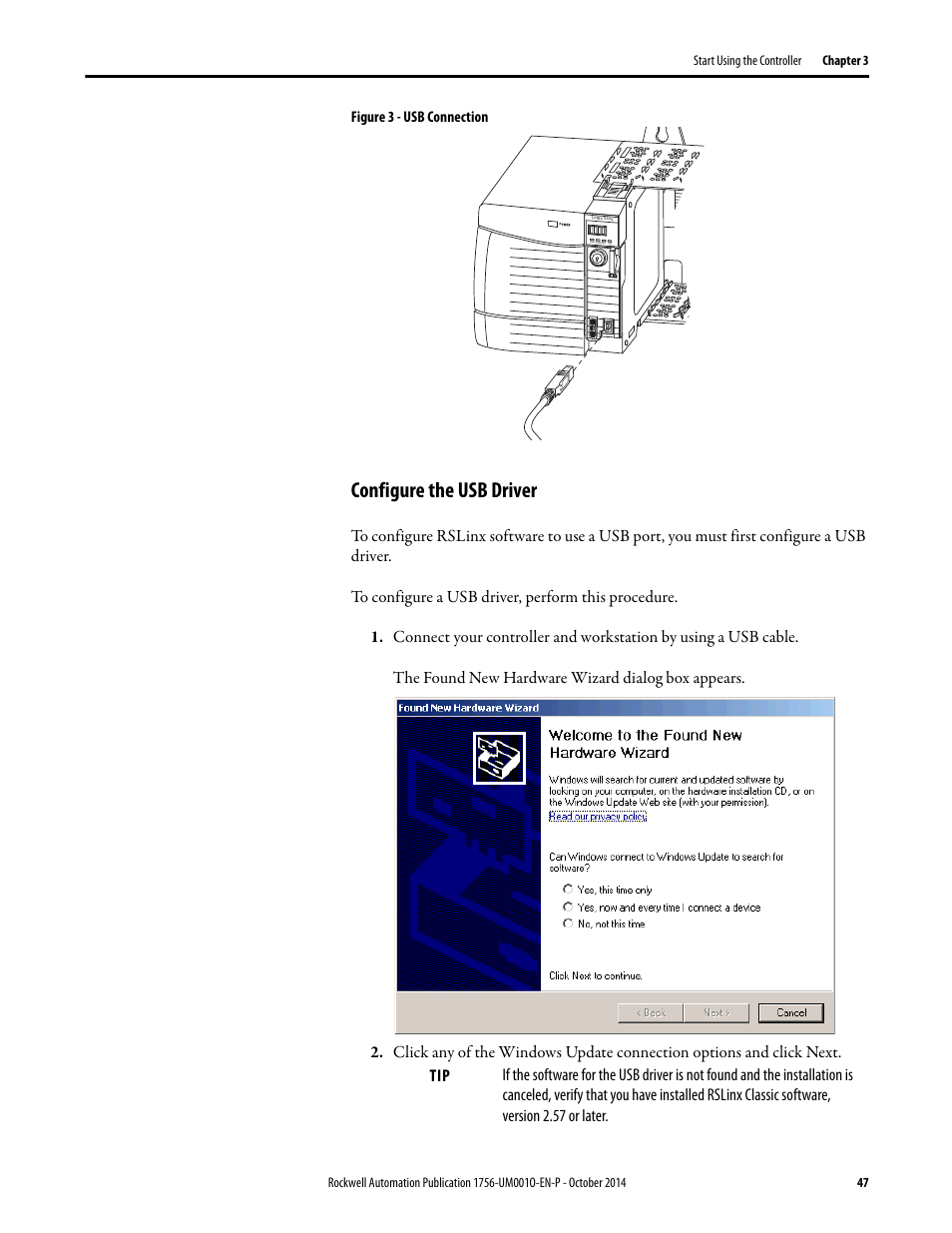 Configure the usb driver | Rockwell Automation 1756-L6x_L7x ControlLogix System User Manual User Manual | Page 47 / 212