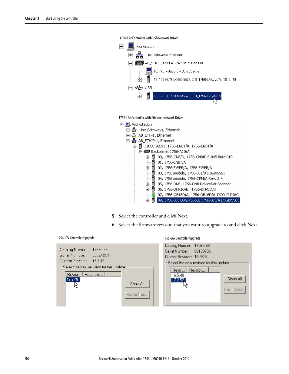 Rockwell Automation 1756-L6x_L7x ControlLogix System User Manual User Manual | Page 54 / 212