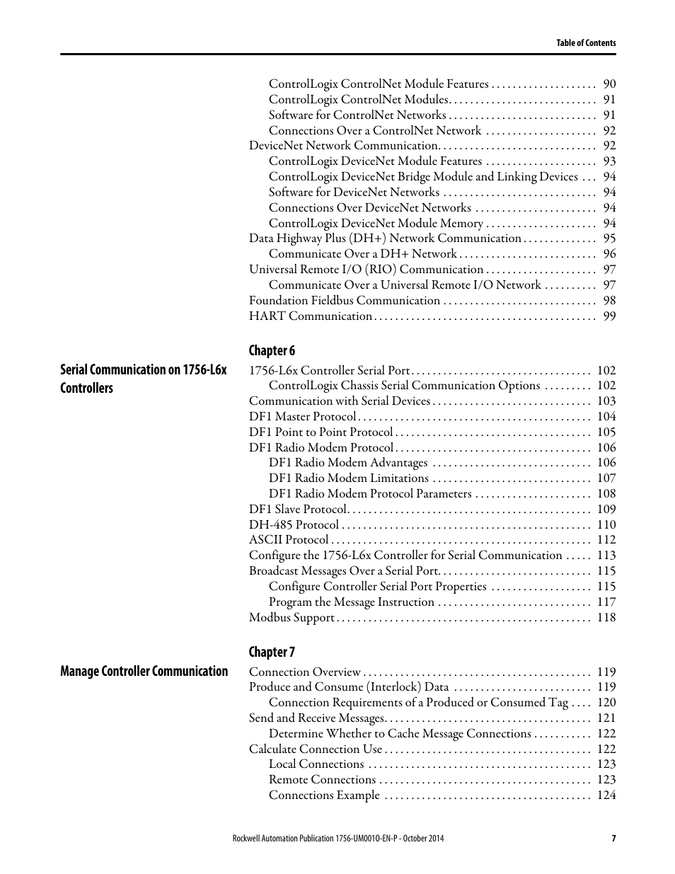 Rockwell Automation 1756-L6x_L7x ControlLogix System User Manual User Manual | Page 7 / 212