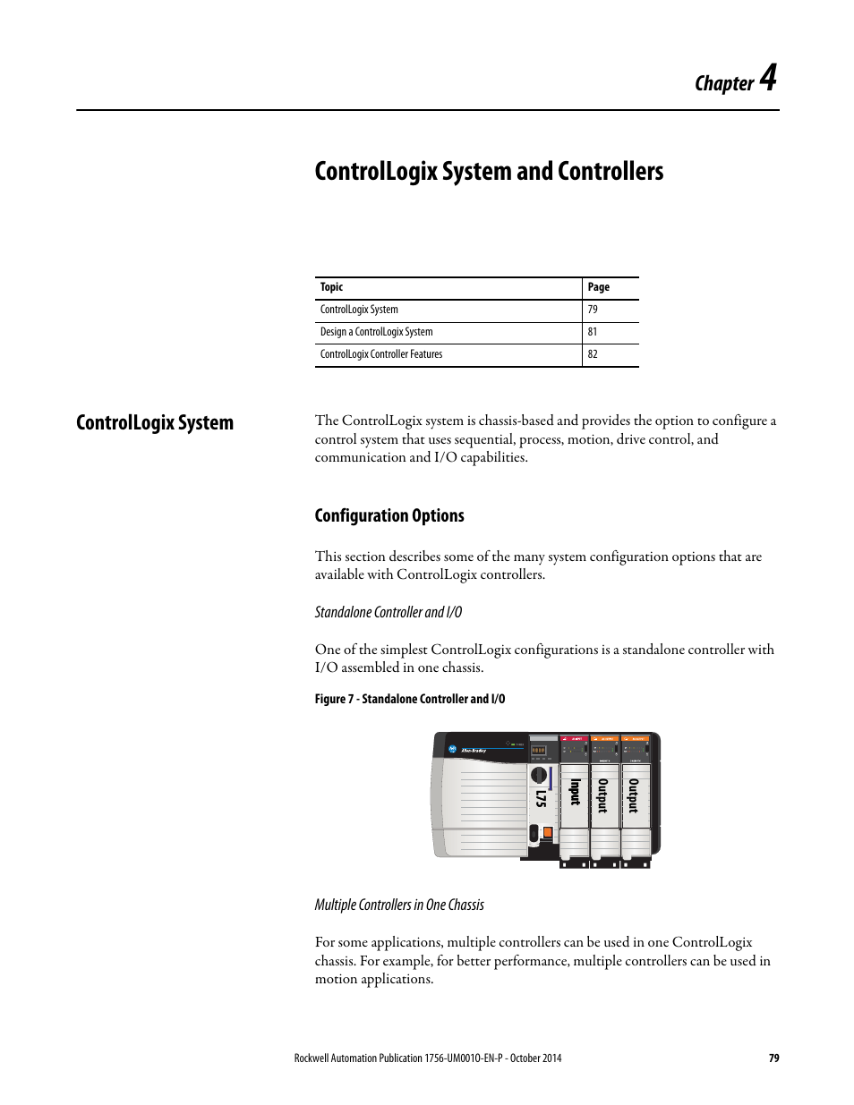 4 - controllogix system and controllers, Controllogix system, Configuration options | Chapter 4, Controllogix system and controllers, Chapter | Rockwell Automation 1756-L6x_L7x ControlLogix System User Manual User Manual | Page 79 / 212