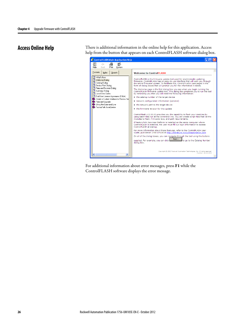 Access online help | Rockwell Automation ControlFLASH Firmware Upgrade Kit User Manual User Manual | Page 26 / 50