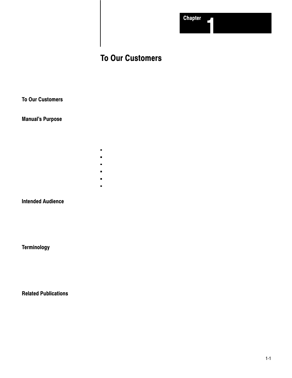 1 - to our customers, To our customers, Manual's purpose | Intended audience, Terminology, Related publications | Rockwell Automation 1771-DCM USER MANUAL 1771-DCM User Manual | Page 4 / 54