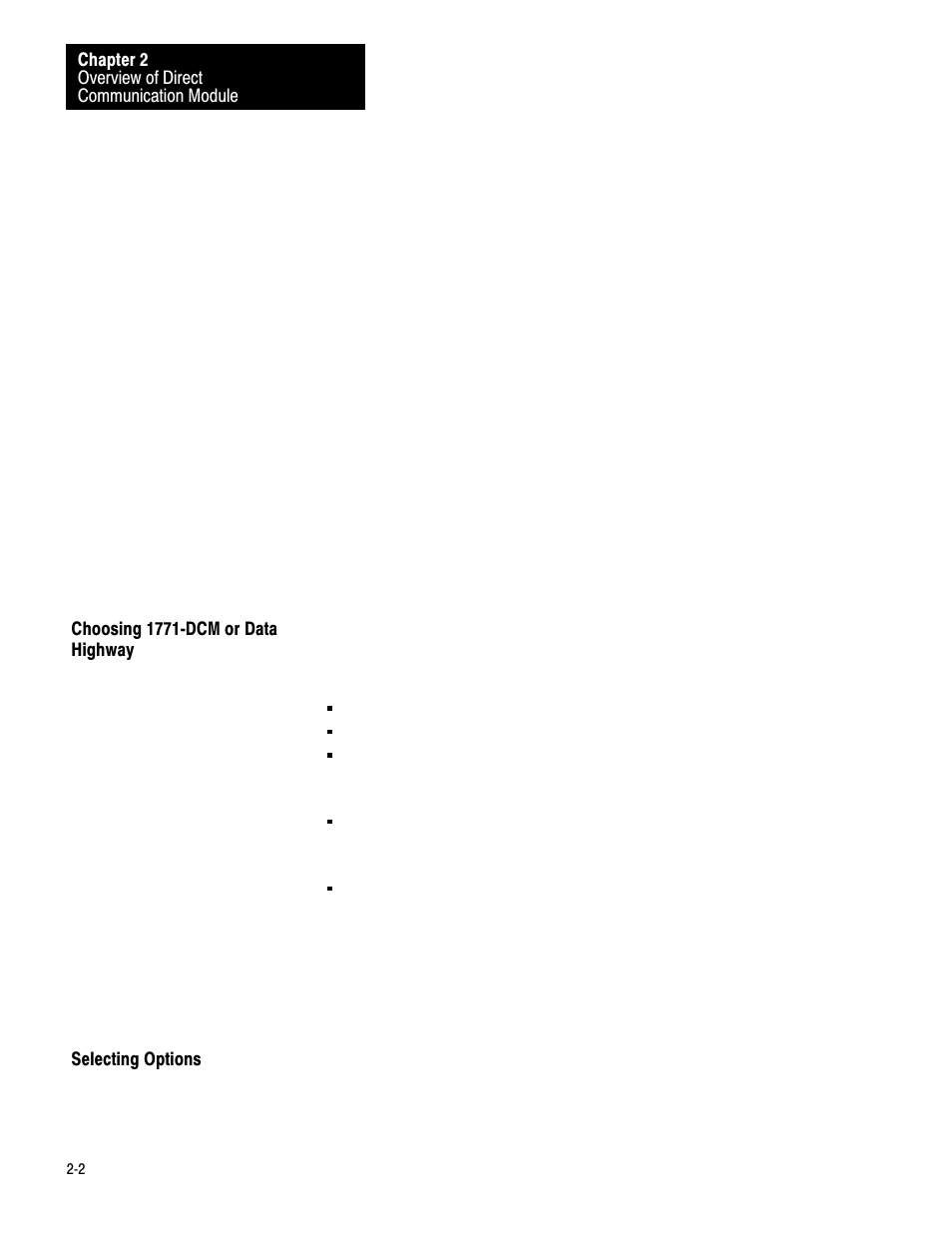 Choosing 1771 dcm, Selecting options | Rockwell Automation 1771-DCM USER MANUAL 1771-DCM User Manual | Page 7 / 54