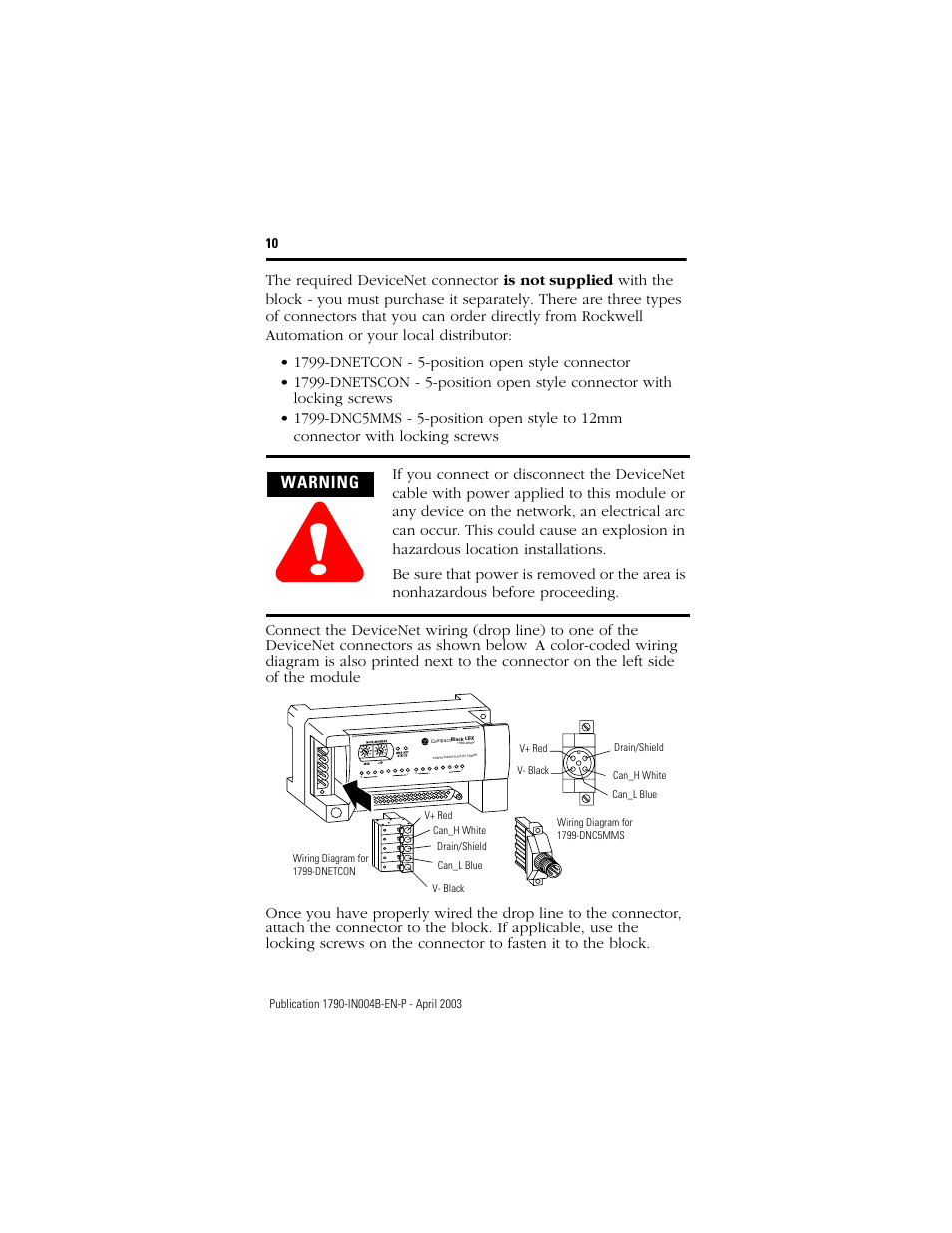 Rockwell Automation 1790D-XXXX DeviceNet Analog Base D-Shell CompactBlock LDX I/O  User Manual | Page 10 / 24
