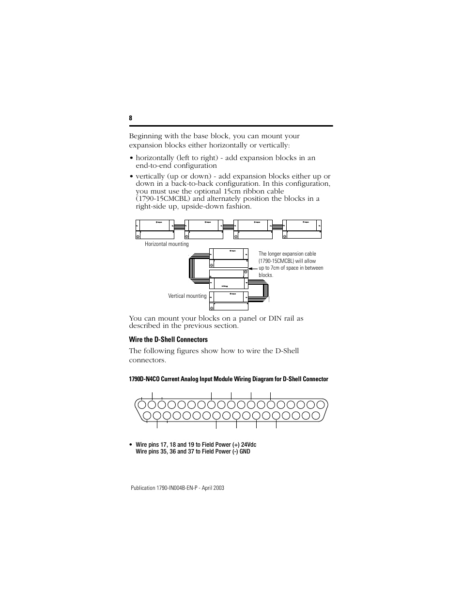 Wire the d-shell connectors, Pull | Rockwell Automation 1790D-XXXX DeviceNet Analog Base D-Shell CompactBlock LDX I/O  User Manual | Page 8 / 24