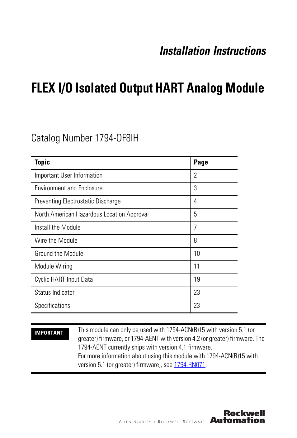 Rockwell Automation 1794-OF8IH FLEX I/0 8 Isolated Output Analog Module User Manual | 28 pages