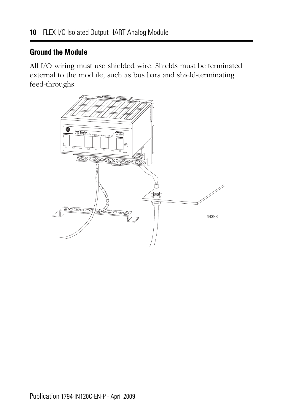 Ground the module | Rockwell Automation 1794-OF8IH FLEX I/0 8 Isolated Output Analog Module User Manual | Page 10 / 28