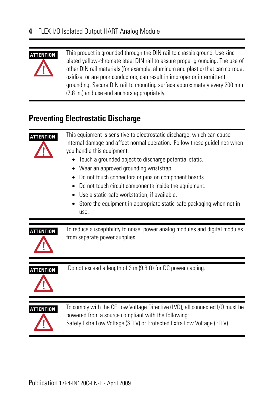 Preventing electrostatic discharge | Rockwell Automation 1794-OF8IH FLEX I/0 8 Isolated Output Analog Module User Manual | Page 4 / 28