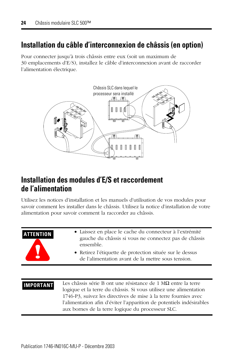 Rockwell Automation 1746-Ax SLC 500 Modular Chassis/ Instructions User Manual | Page 24 / 80