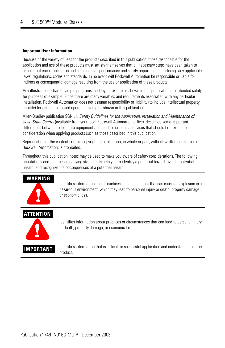 Rockwell Automation 1746-Ax SLC 500 Modular Chassis/ Instructions User Manual | Page 4 / 80