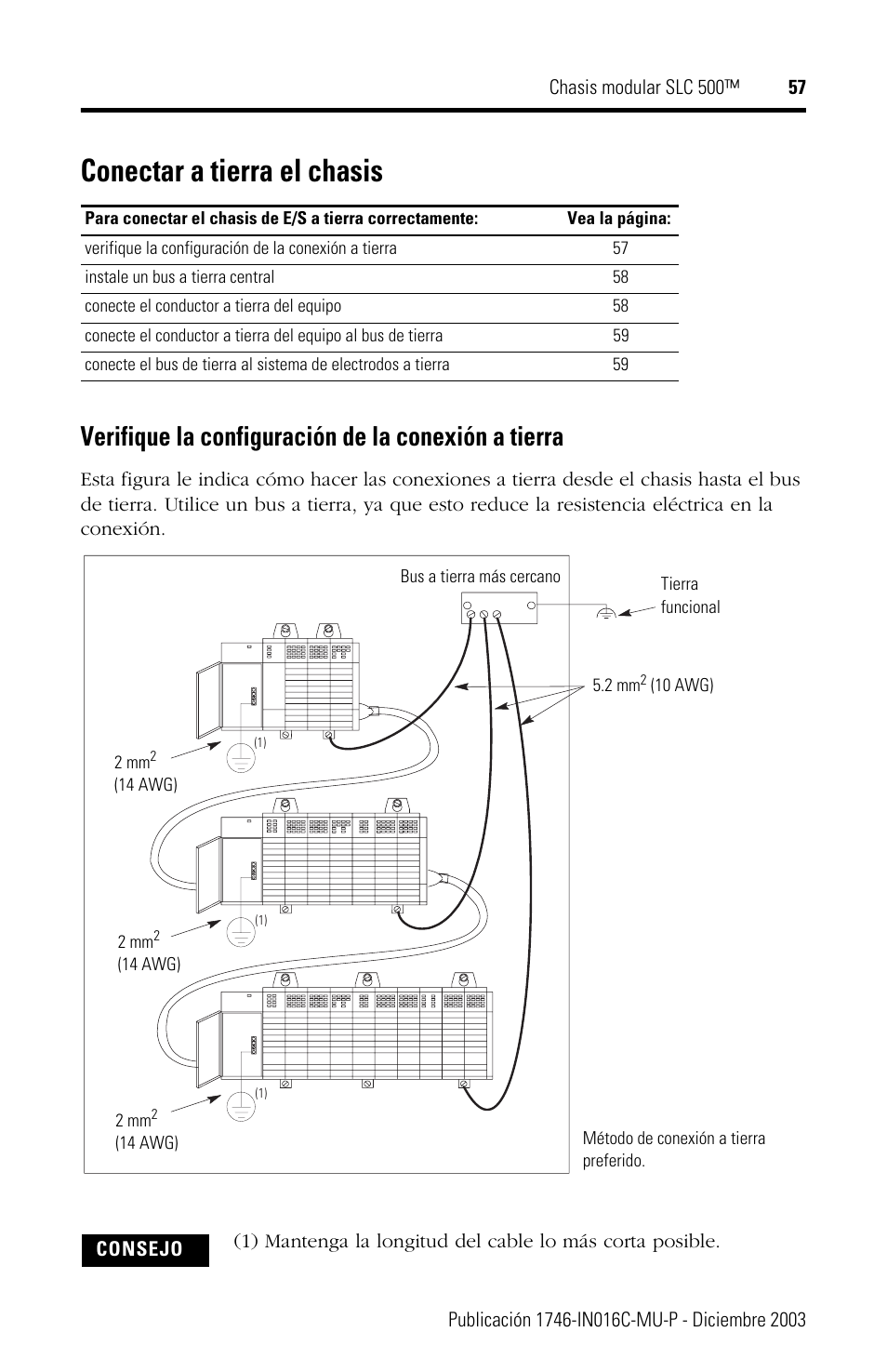Conectar a tierra el chasis, Verifique la configuración de la conexión a tierra | Rockwell Automation 1746-Ax SLC 500 Modular Chassis/ Instructions User Manual | Page 57 / 80