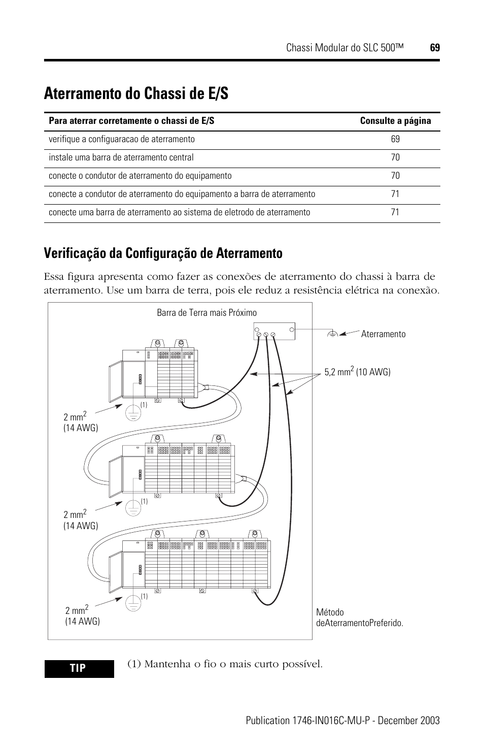 Aterramento do chassi de e/s, Verificação da configuração de aterramento | Rockwell Automation 1746-Ax SLC 500 Modular Chassis/ Instructions User Manual | Page 69 / 80