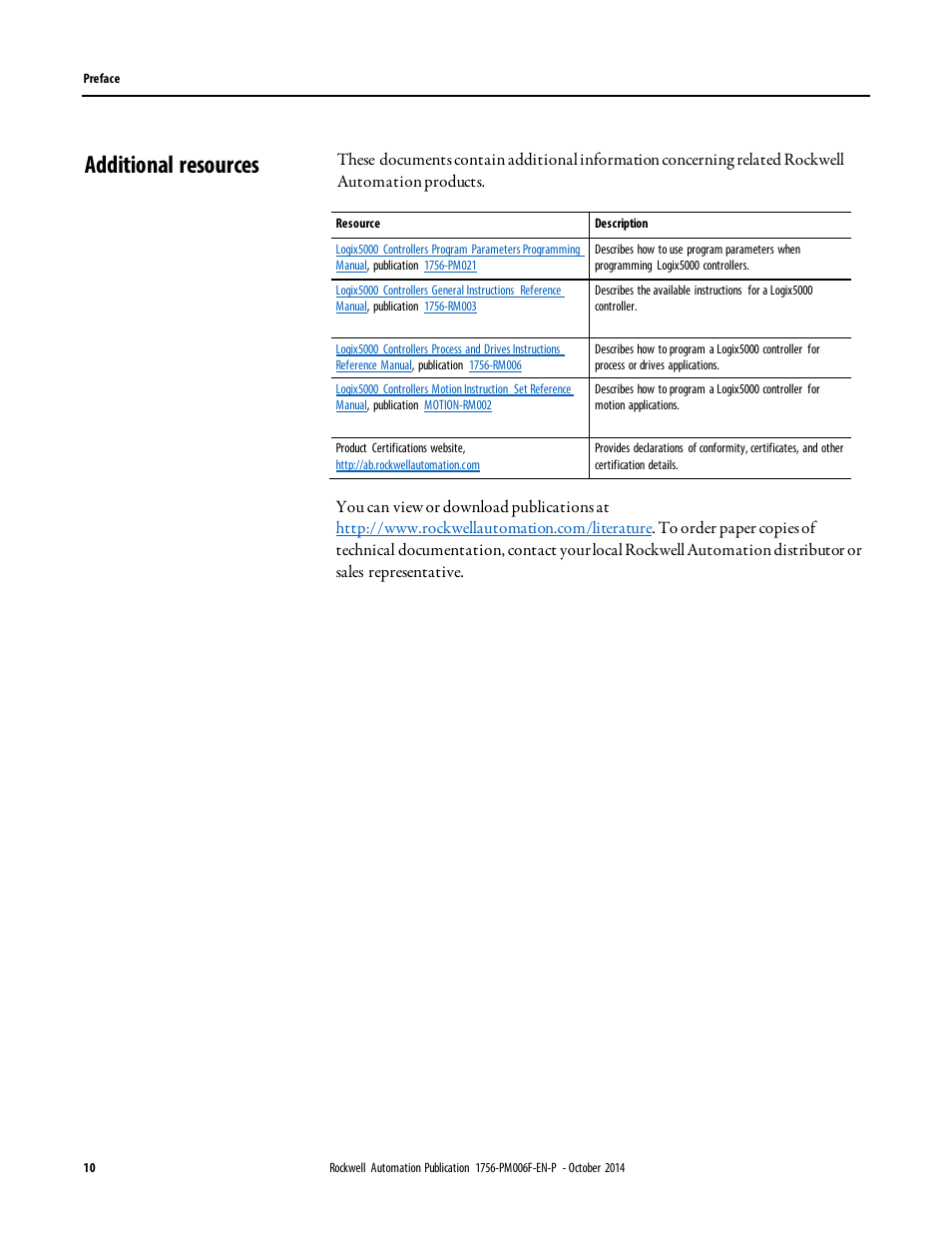 Additional resources | Rockwell Automation Logix5000 Controllers Sequential Function Charts Programming Manual User Manual | Page 10 / 88