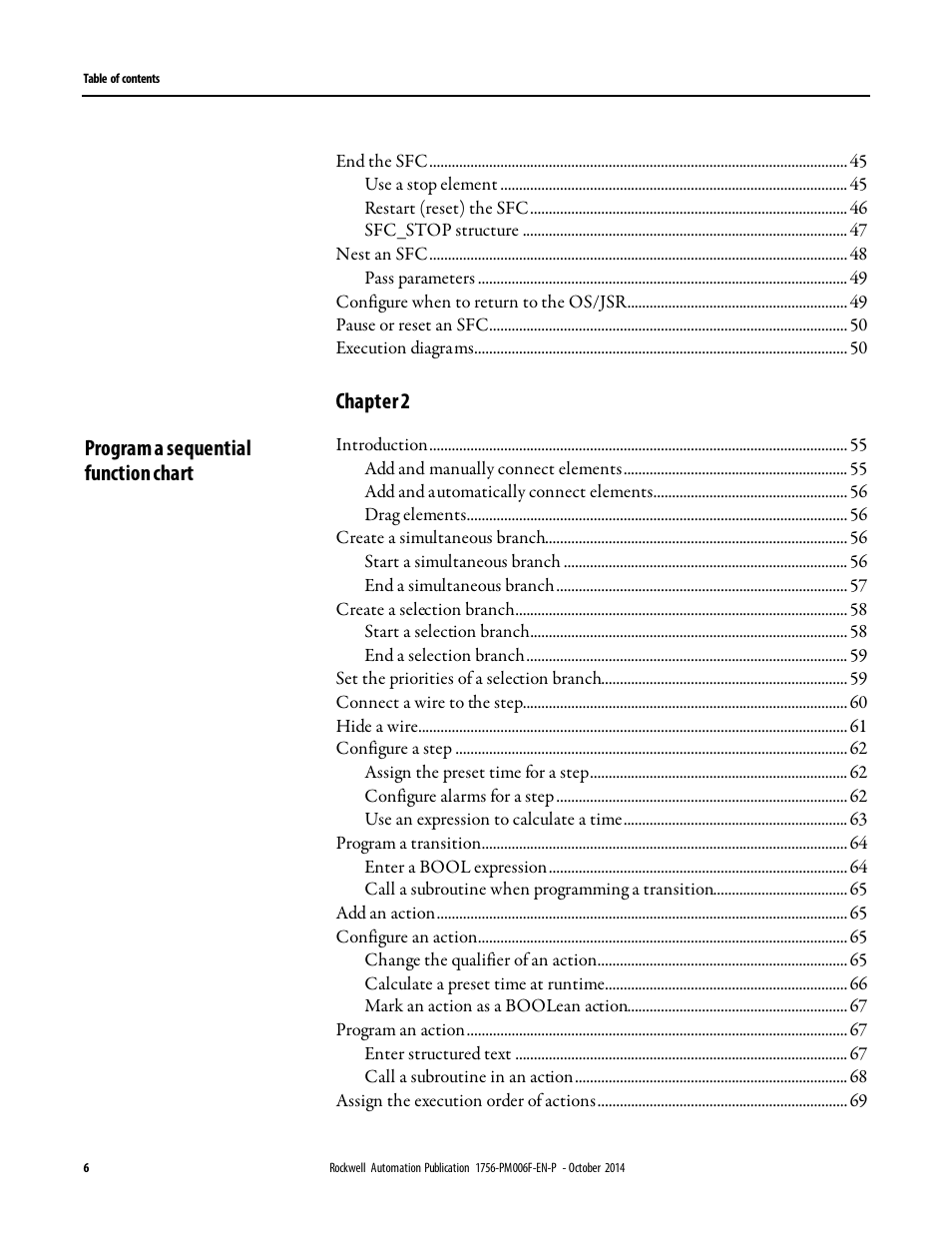 Chapter 2, Program a sequential function chart | Rockwell Automation Logix5000 Controllers Sequential Function Charts Programming Manual User Manual | Page 6 / 88