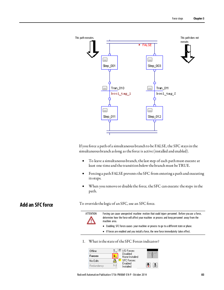 Add an sfc force | Rockwell Automation Logix5000 Controllers Sequential Function Charts Programming Manual User Manual | Page 83 / 88