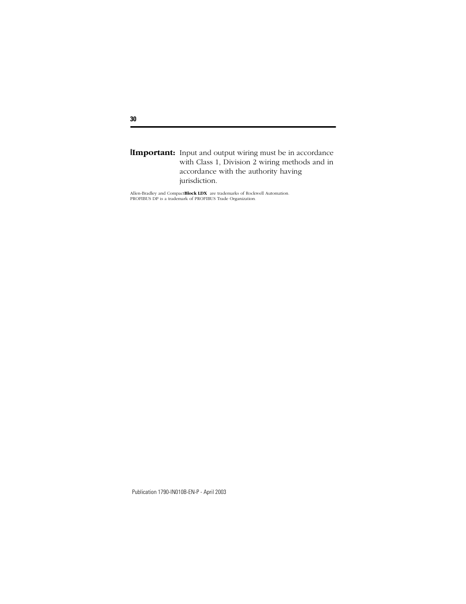 Rockwell Automation 1790-TXXXX CompactBlock LDX I/O Profibus Analog, RTD and Thermocouple User Manual | Page 30 / 32