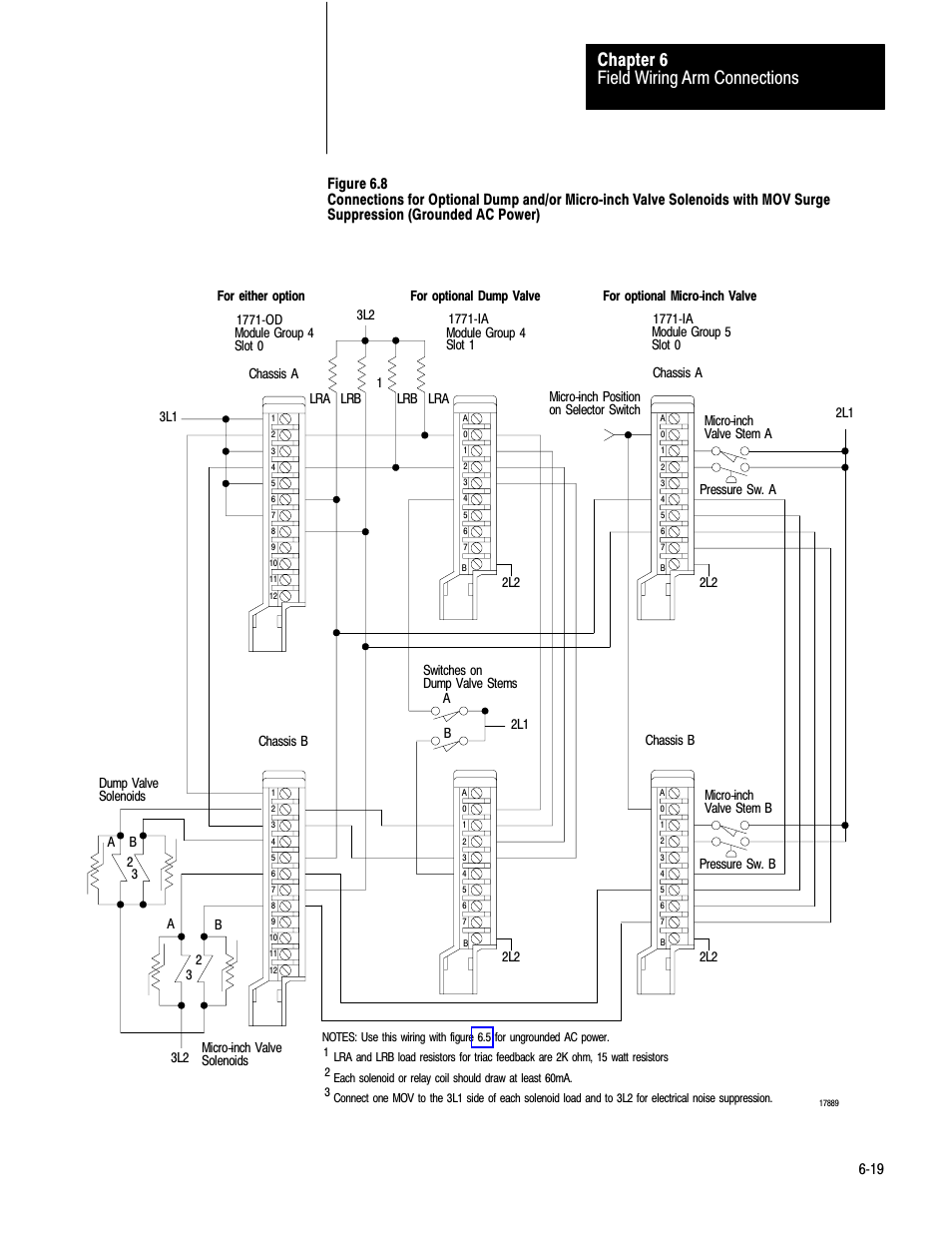 Figure 6.8, Figure 6.8. when either voting, Figure 6.8 and | Figure 6.8 also show connections for, Field wiring arm connections chapter 6 | Rockwell Automation 1771-PM , D17716.5.18 U MNL 1771-PM CLUTCH/BRAKE MOD User Manual | Page 71 / 143