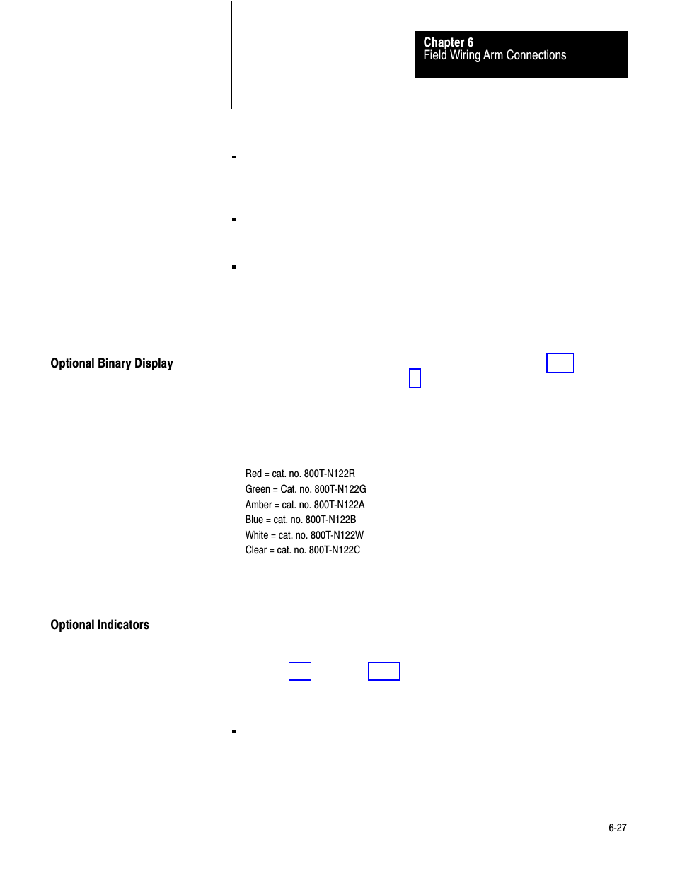 Optional binary display, Optional indicators, 6ć27 | Rockwell Automation 1771-PM , D17716.5.18 U MNL 1771-PM CLUTCH/BRAKE MOD User Manual | Page 79 / 143