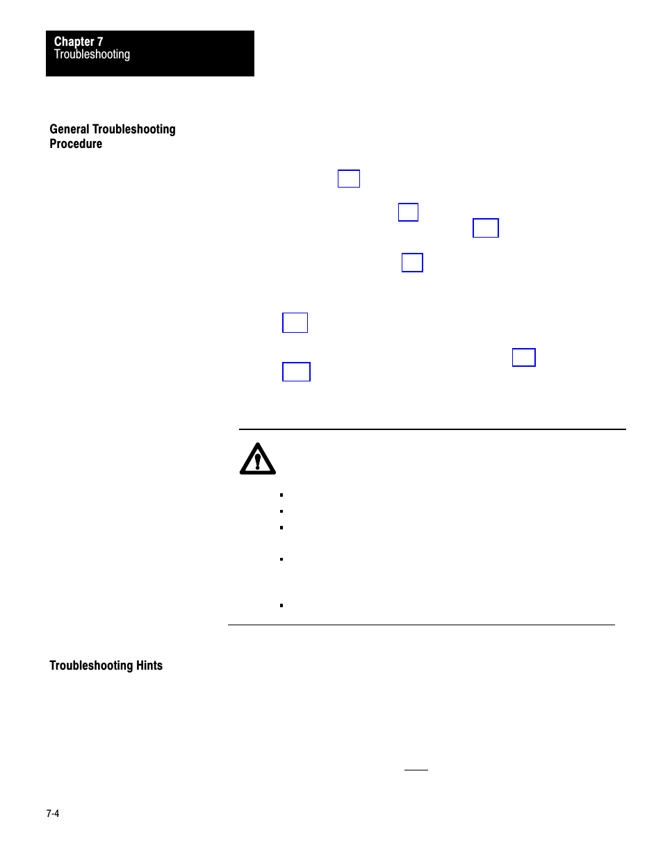 General troubleshooting procedure, Troubleshooting hints | Rockwell Automation 1771-PM , D17716.5.18 U MNL 1771-PM CLUTCH/BRAKE MOD User Manual | Page 88 / 143