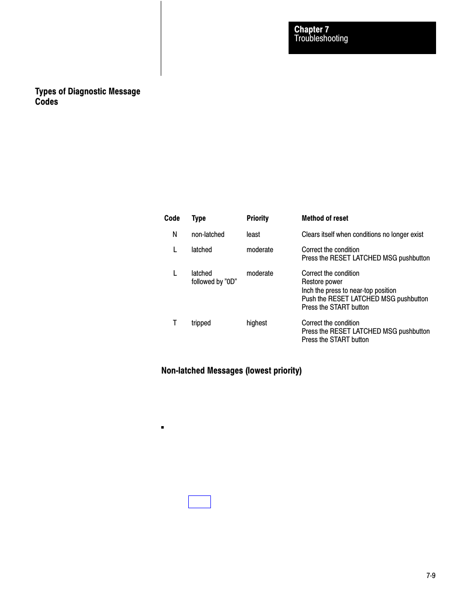 Types of diagnostic message codes | Rockwell Automation 1771-PM , D17716.5.18 U MNL 1771-PM CLUTCH/BRAKE MOD User Manual | Page 93 / 143