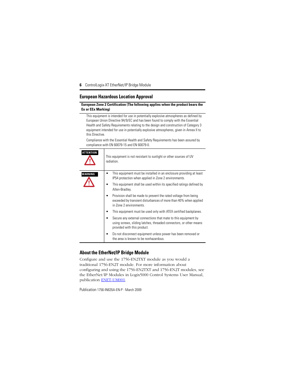 About the ethernet/ip bridge module | Rockwell Automation 1756-EN2TXT ControlLogix-XT EtherNet/IP Bridge Module User Manual | Page 6 / 24