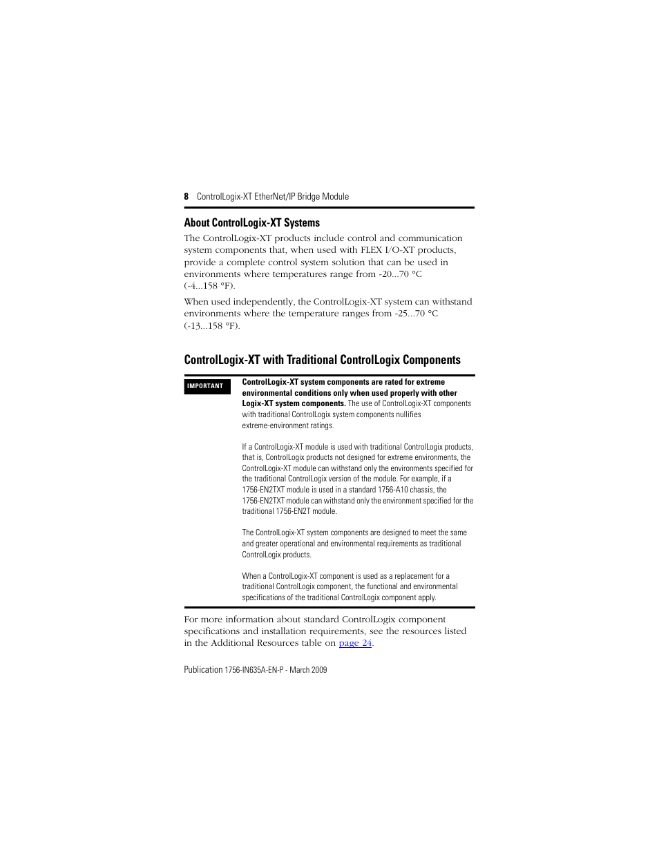 About controllogix-xt systems | Rockwell Automation 1756-EN2TXT ControlLogix-XT EtherNet/IP Bridge Module User Manual | Page 8 / 24