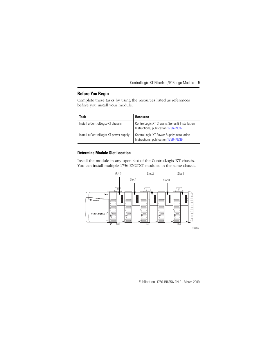 Before you begin, Determine module slot location | Rockwell Automation 1756-EN2TXT ControlLogix-XT EtherNet/IP Bridge Module User Manual | Page 9 / 24