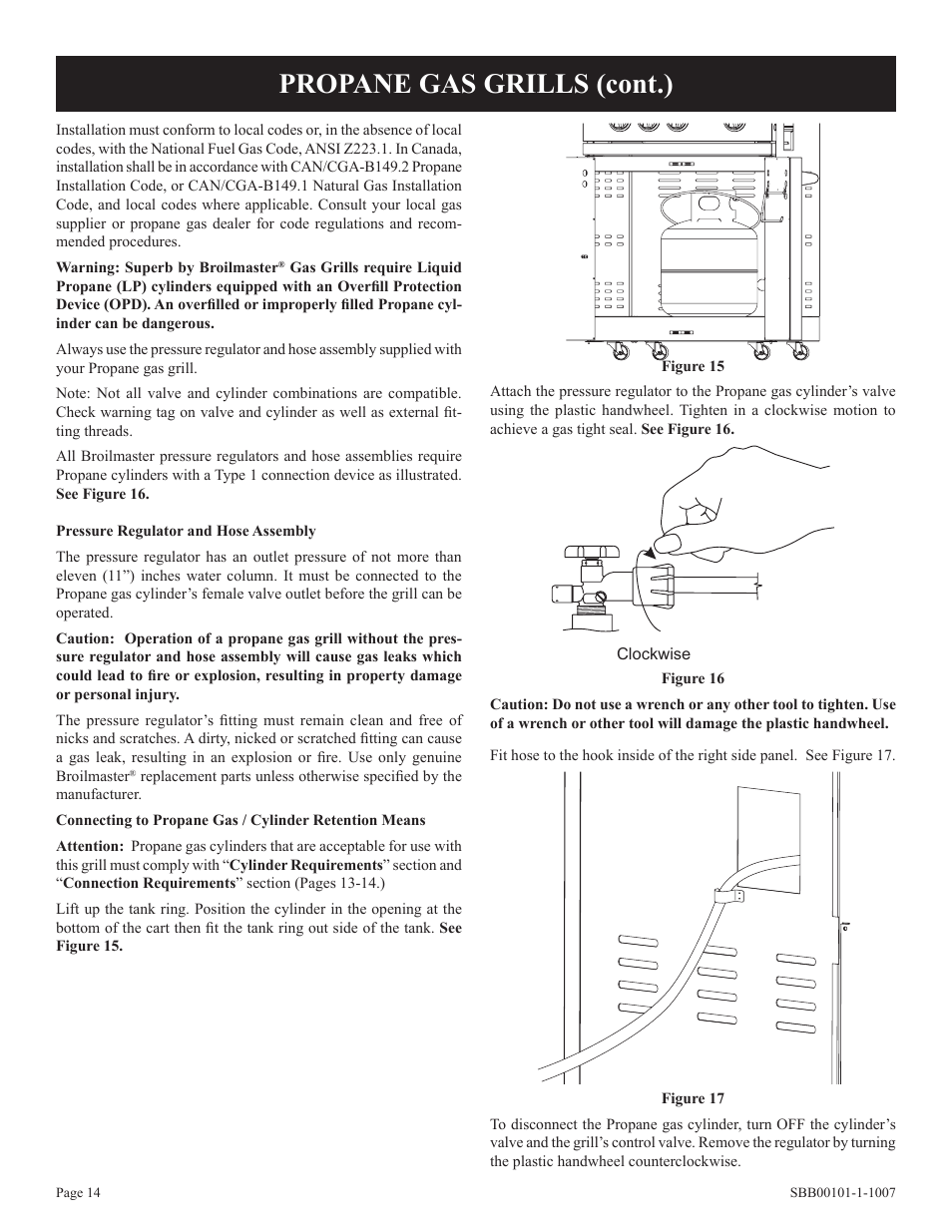 Propane gas grills (cont.) | Broilmaster SBG2500-1 User Manual | Page 14 / 24