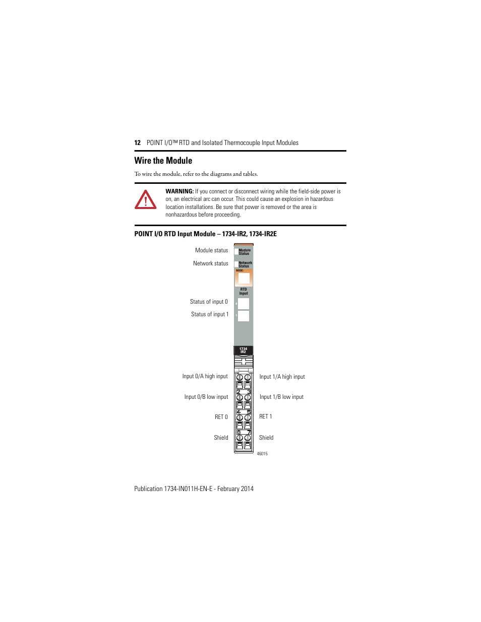 Wire the module | Rockwell Automation 1734-IT2I, Series C Point I/O RTD and Isolated Thermocouple Input Module Installation Instructions User Manual | Page 12 / 24