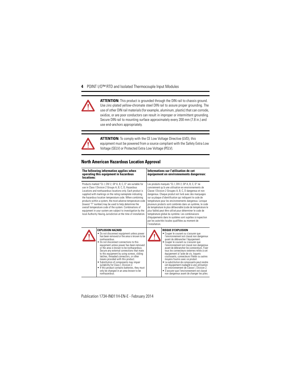 North american hazardous location approval | Rockwell Automation 1734-IT2I, Series C Point I/O RTD and Isolated Thermocouple Input Module Installation Instructions User Manual | Page 4 / 24