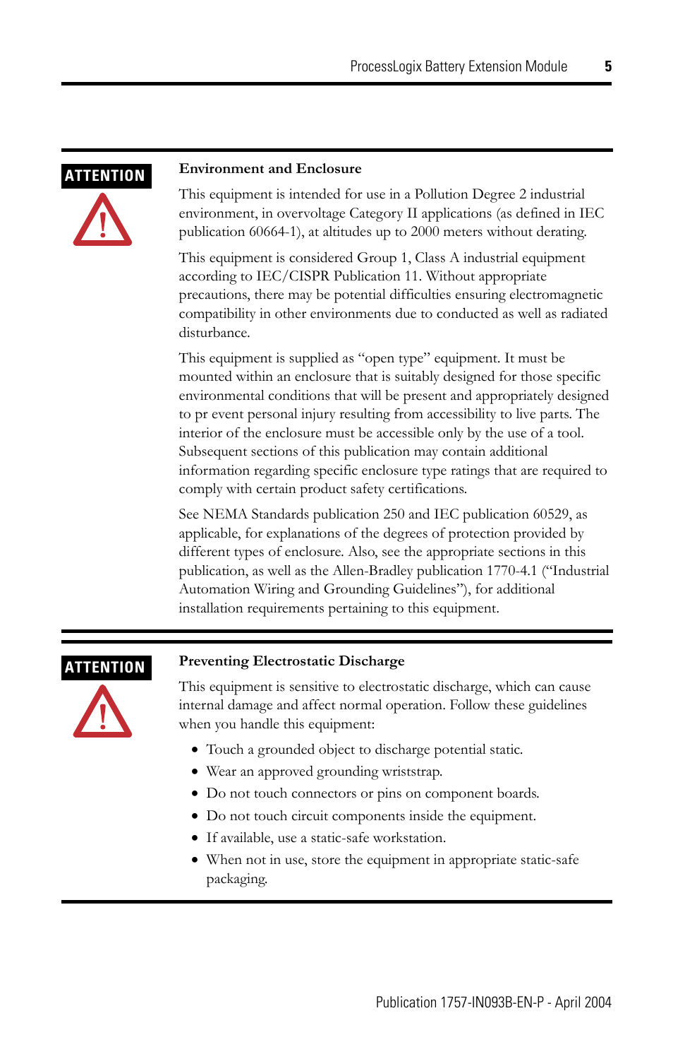 Rockwell Automation 1757-BEM ProcessLogix Battery Extension Module Installation Instructions User Manual | Page 5 / 16