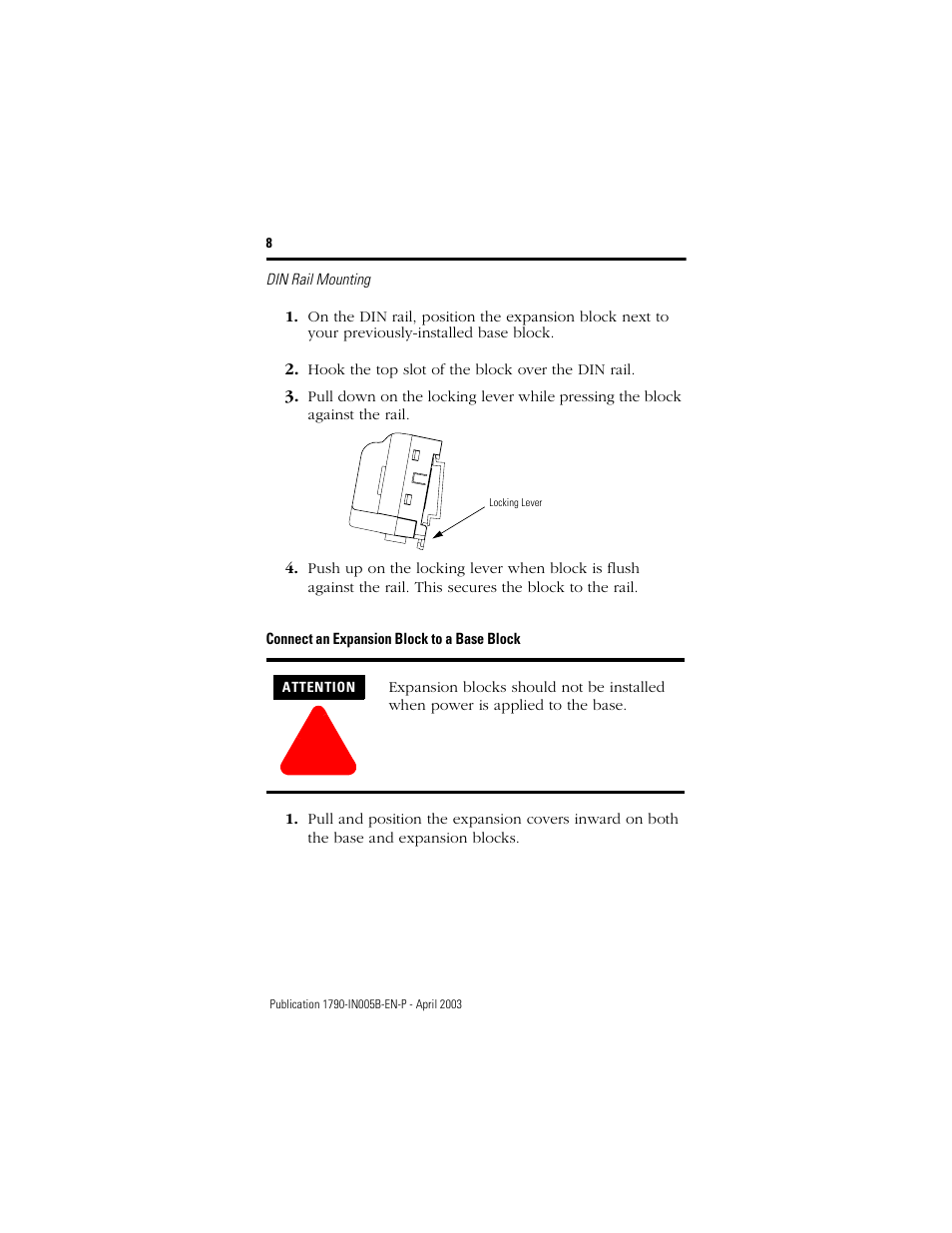 Connect an expansion block to a base block | Rockwell Automation 1790-TXXXX Digital Expansion Terminal Block Compact Block LDX I/O  User Manual | Page 8 / 24
